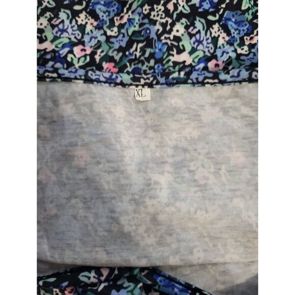 Floral Print Long Sleeve Blouse With Elastic Cuffs & Flowy Hemline, size XL, NWT - Picture 5 of 8